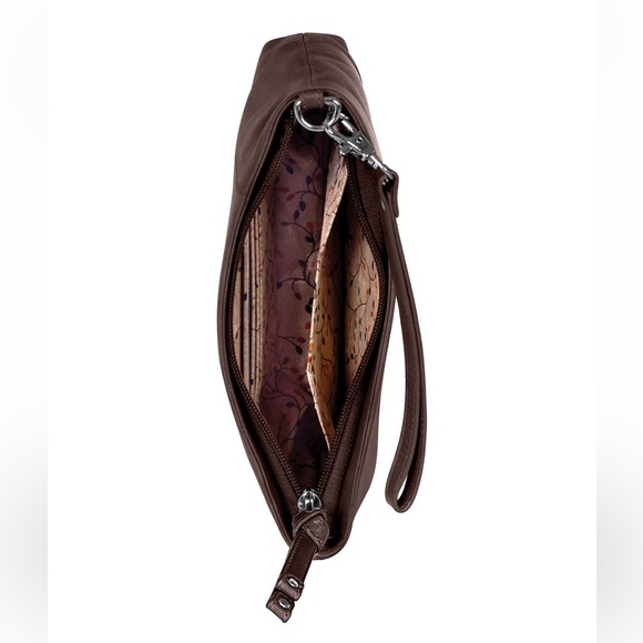 MANCINI Casablanca Collection RFID Secure Ladies Wristlet Brown Leather - Picture 2 of 3